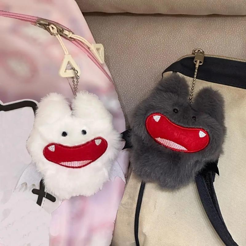 10cm Kawaii Bat Plush Toys Keychain Cute White Black Cartoon Bat Animal Stuffed Doll Soft Keyring Bag Ornaments Gifts