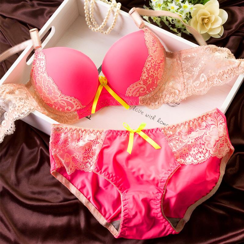 Bra Sexy Lace Girls Underwear Small Cup Thickening Collection Bra Set