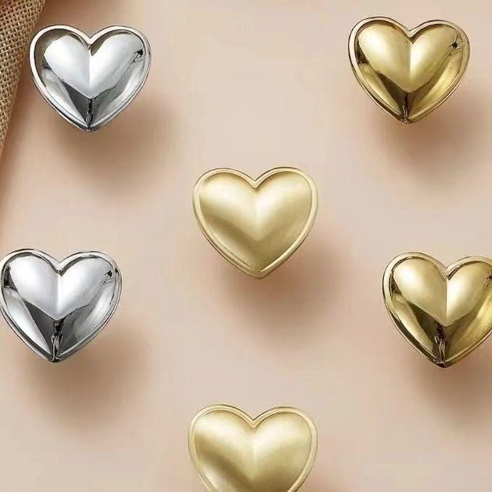 Brushed Chrome Gold Drawer Pull Handle Modern Minimalist Heart Shaped Knob Wardrobe