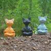 Zen Cat Home Garden Decoration Ornaments Resin Craft Ornaments Home Indoor Garden Ornaments Resin Carving Artifacts