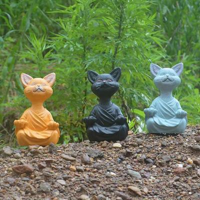 Zen Cat украшения для дома и сада, украшения для рукоделия из смолы, домашние садовые украшения, резные артефакты из смолы