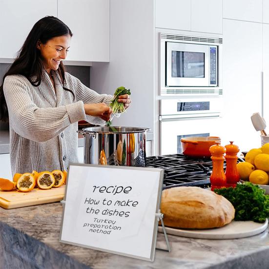 Desktop Whiteboard Double-Sided Magnetic with 360 Degree Rotatable Bracket Portable Writing Board for Home Office