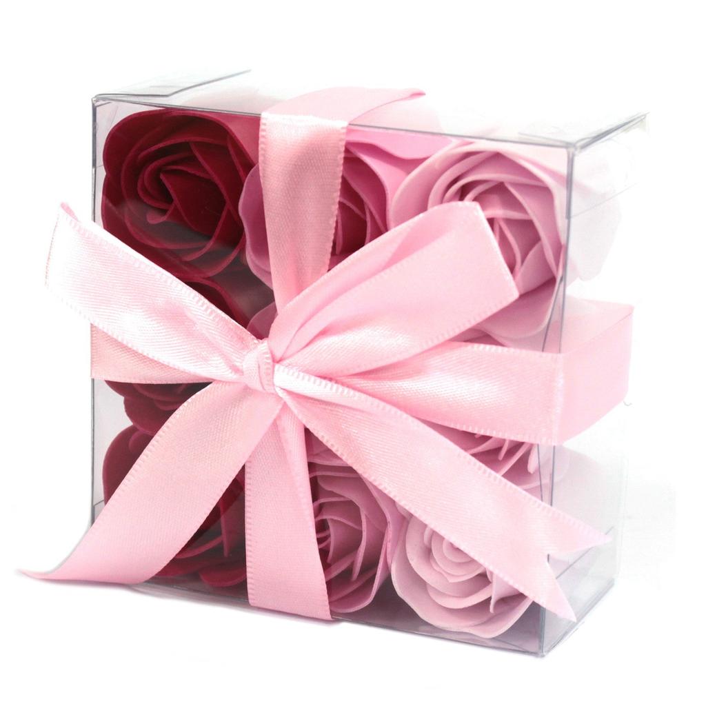 2x Soap Flowers Pink Roses Set of 9