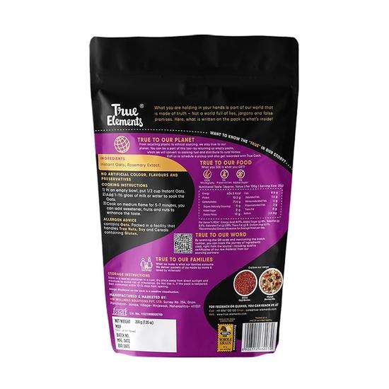 True Elements Цельные овсяные хлопья быстрого приготовления 200 г - Овес без глютена | Овес для похудения | Диетическое питание