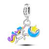 Sweet Romance 925 Silver Cloud Rainbow Unicorn Shining Dreamy Charms Beads Fit 3mm Bracelets DIY Fine Jewelry Making