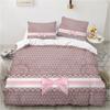 Lovely Girly Style Duvet Cover Set Pink Bowknot Theme Comforter Cover King Queen Full Size for Kids Teens Polyester Bedding Set