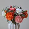 Silk Petals Simulation Peony Flower Green Lieaves Faux Flower Peony Artificial Flower  Gift