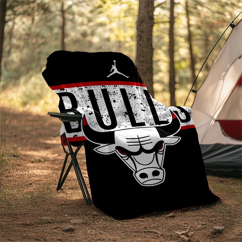 1pc Chicago Bulls Theme Blanket - Digital Print, Polyester, Cozy for All Seasons, Perfect for Outdoor, and Travel