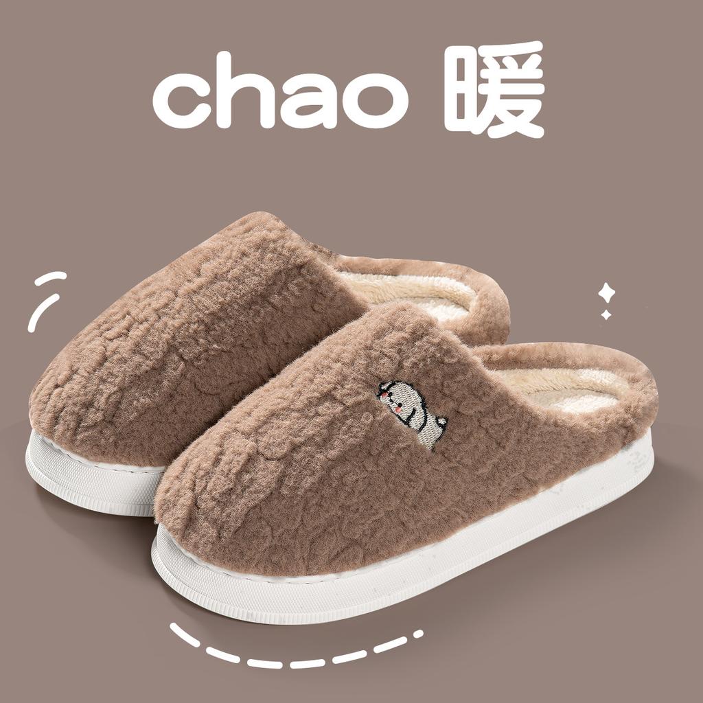 Cotton Slippers Winter Bag Heel 2025 New Indoor Home Thick-soled Velvet Warm Couple Home Cotton Shoes