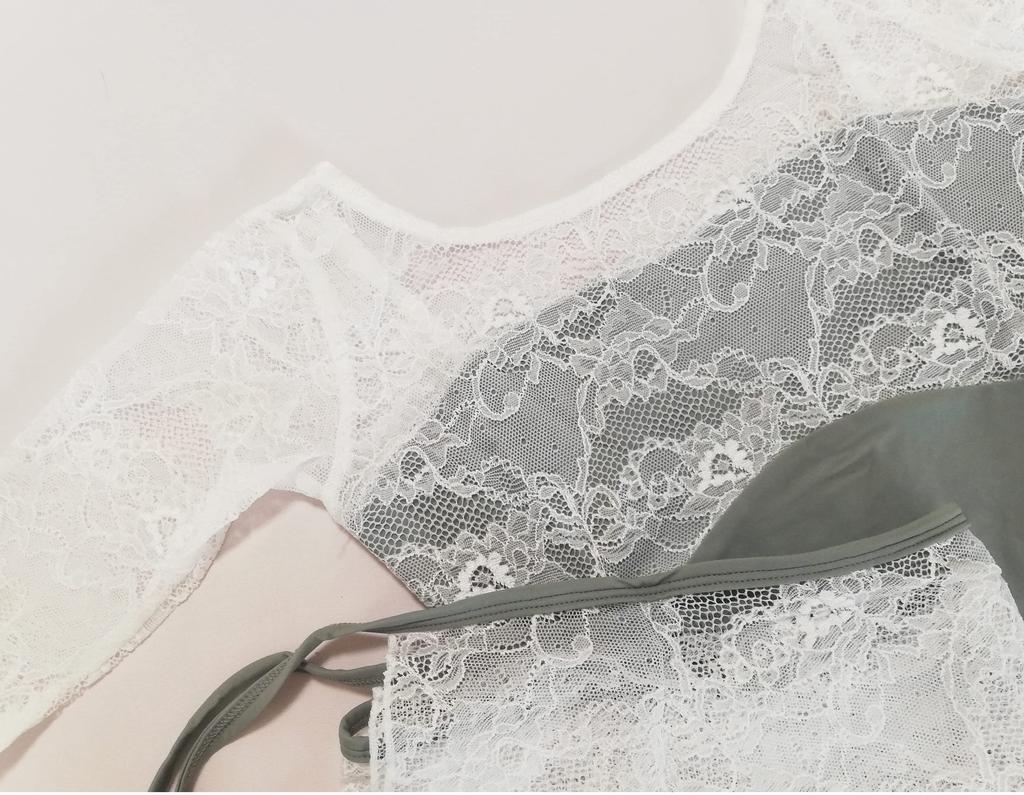 ProDance Long Lace Ballet Leotard In 4 Colors Gray Women's (PLL016B) (XXL, Set)