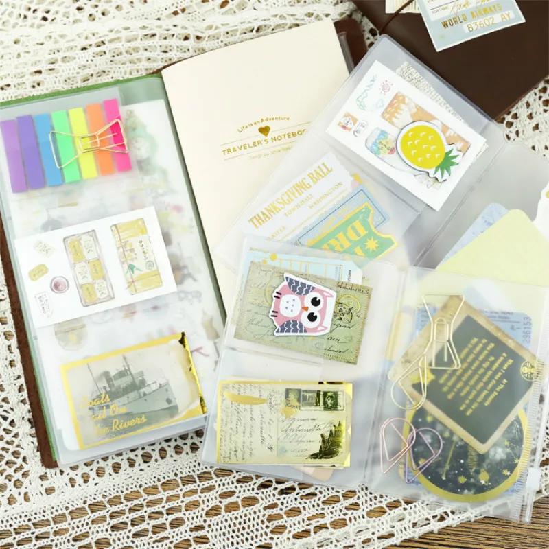 Fromthenon PVC Travelers Notebook Zipper Bag Storage Bag Card Holder Journal Supplies Planner Accessories Cute Stationery