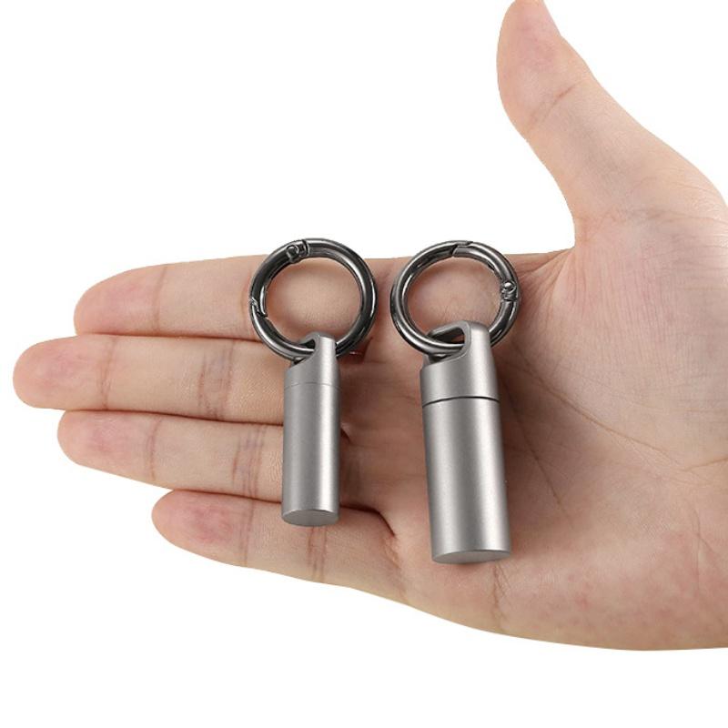 Titanium alloy Waterproof Pill Box Portable Travel Mini Sealed Can Pill Container Small Tool Parts Storage Bottle With Keychain 4