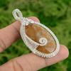 Sterling Silver Plume Agate Gemstone Wire Wrap Handcrafted Wife Pendant Jewelry
