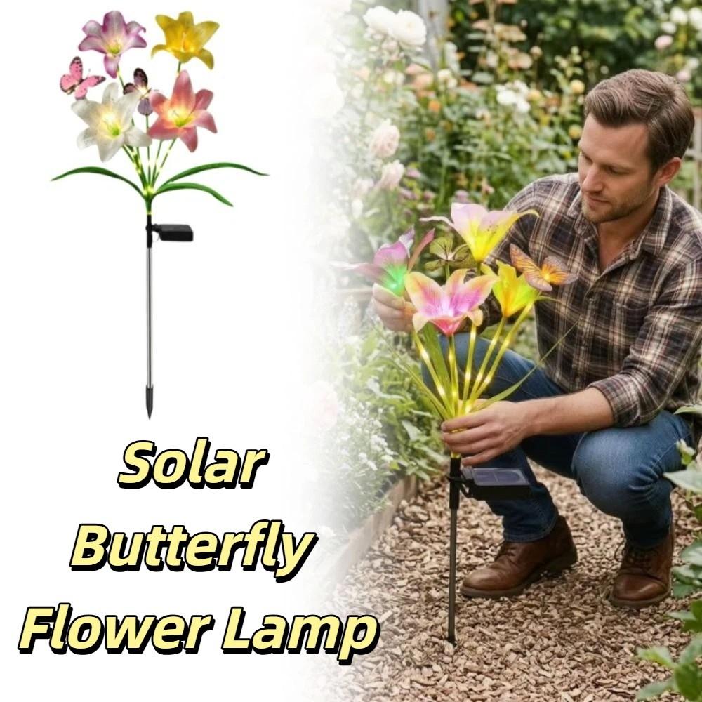 Waterproof LED Landscape Lamp Butterfly Design Solar Lights Solar Flower Lights Outdoor