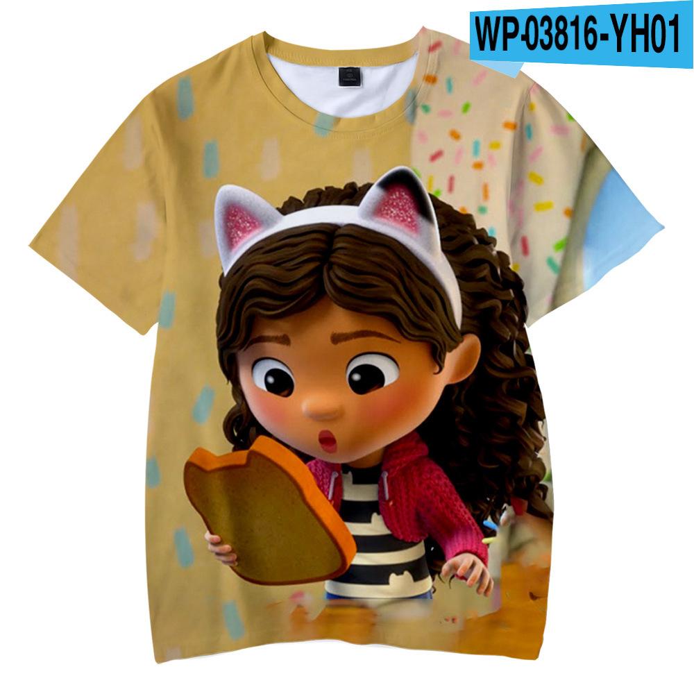 Футболки аниме Gabbys DollHouse с 3D принтом, уличная одежда для мальчиков и девочек, милая повседневная модная футболка большого размера, детские футболки, топы, одежда