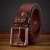 Men's Genuine Leather Handmade New First Layer Cowhide Belt Retro Trend Personalized Copper Buckle Belt Jeans Belt
