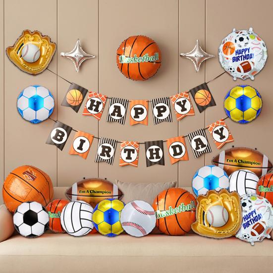 2 шт. Фестивальные воздушные шары Надувные Легкие Несколько узоров с мячами Многостильные Многоразовые Украшения Алюминиевые Спортивной тематики Счастливые Фестивальные воздушные шары