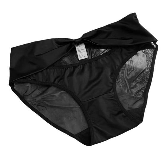 Женские трусики из прозрачной сетки с большим бантом, атласные, с вырезом, средняя талия, однотонные