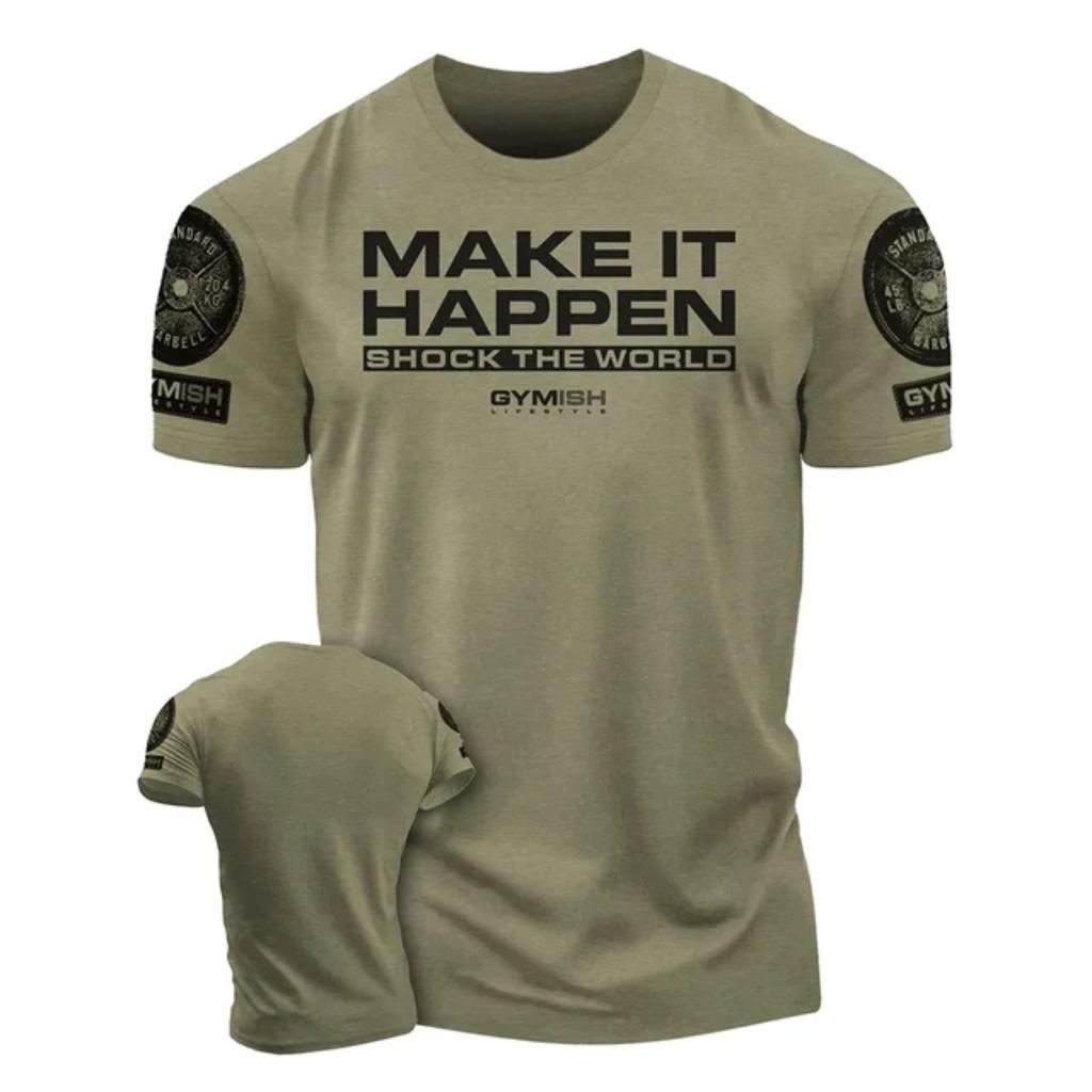 Мужская футболка оверсайз с забавным 3D-принтом для спортзала и графикой 'Сила зарабатывается, а не дается'