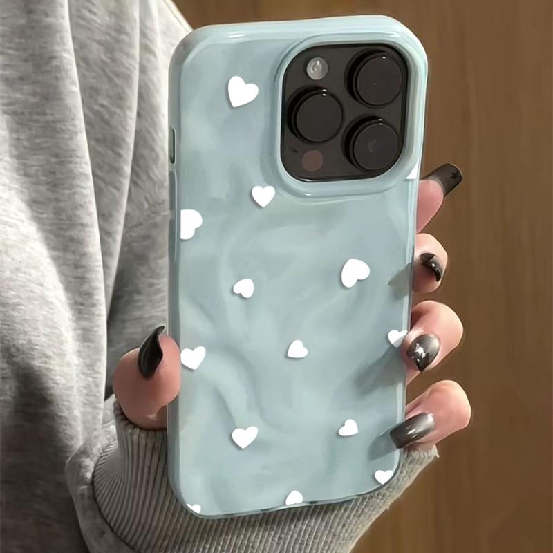 Чехол для телефона в форме сердца с волнами, подходит для iPhone 17 16 15 14 13 12 11 Pro/Max/Plus, противоударная задняя крышка