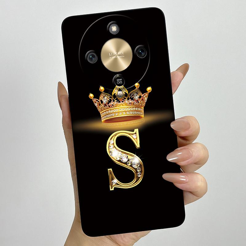 Чехол для Honor Magic 8 Lite Корона Первая Буква Мягкий Жидкий Силикон Ударопрочный Чехол Coque для Honor Magic8 Lite 5G Чехол Funda
