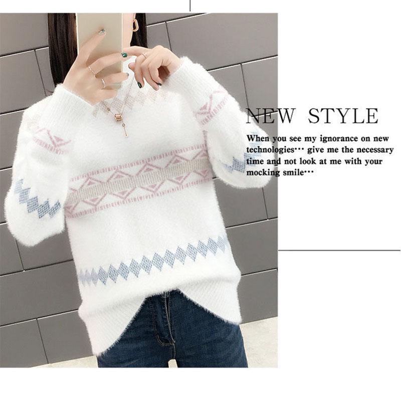 Осень Зима, Искусственный Норковый Бархат, Водолазка, Вязаный Свитер, Женщины, Корейский Трикотаж, Пуловер, Свитер С Длинным Рукавом, Водолазка