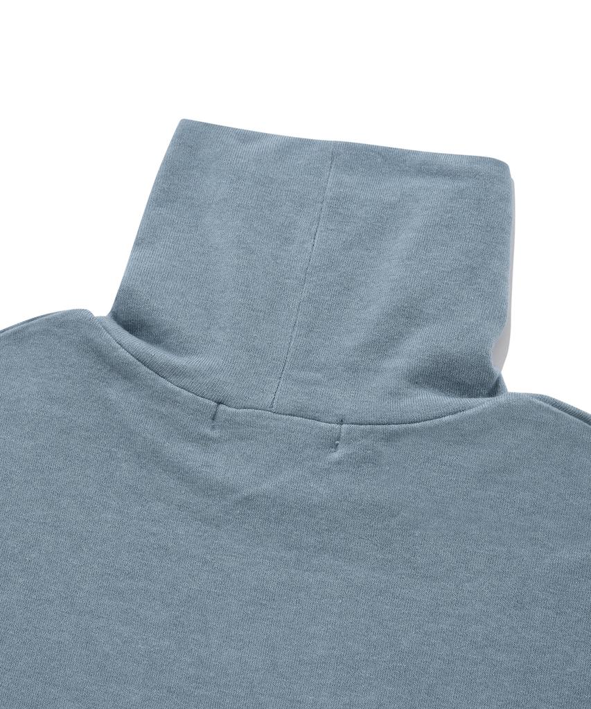 FALLETT Wool Tencel Turtleneck Long Sleeve Blue