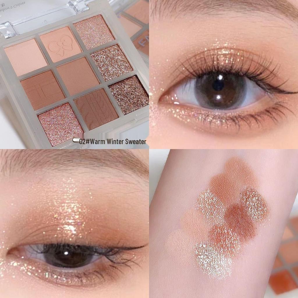 Helen Lady Multi-Use Nine-Color Eyeshadow Palette: Matte, Shimmer & Fine Glitter for Contouring and Makeup