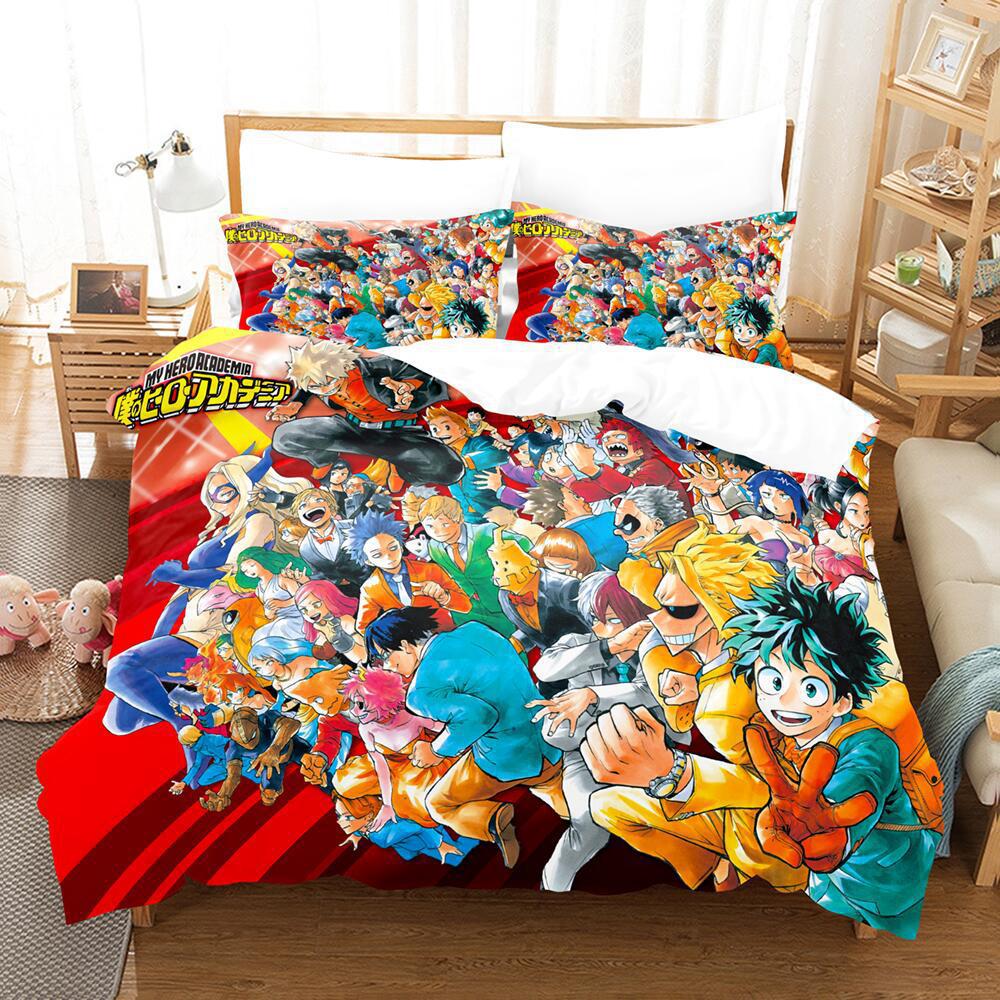 My 3D Cartoon Animation Bedding Microfiber Polyester Cotton 90G Duvet Set Three-Piece Set