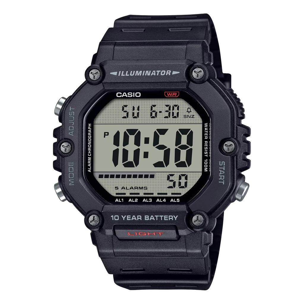 Casio Series Black LED Illuminator Digital AE-1600H 10-Year Watch, Black, AE1600H-1AV.
