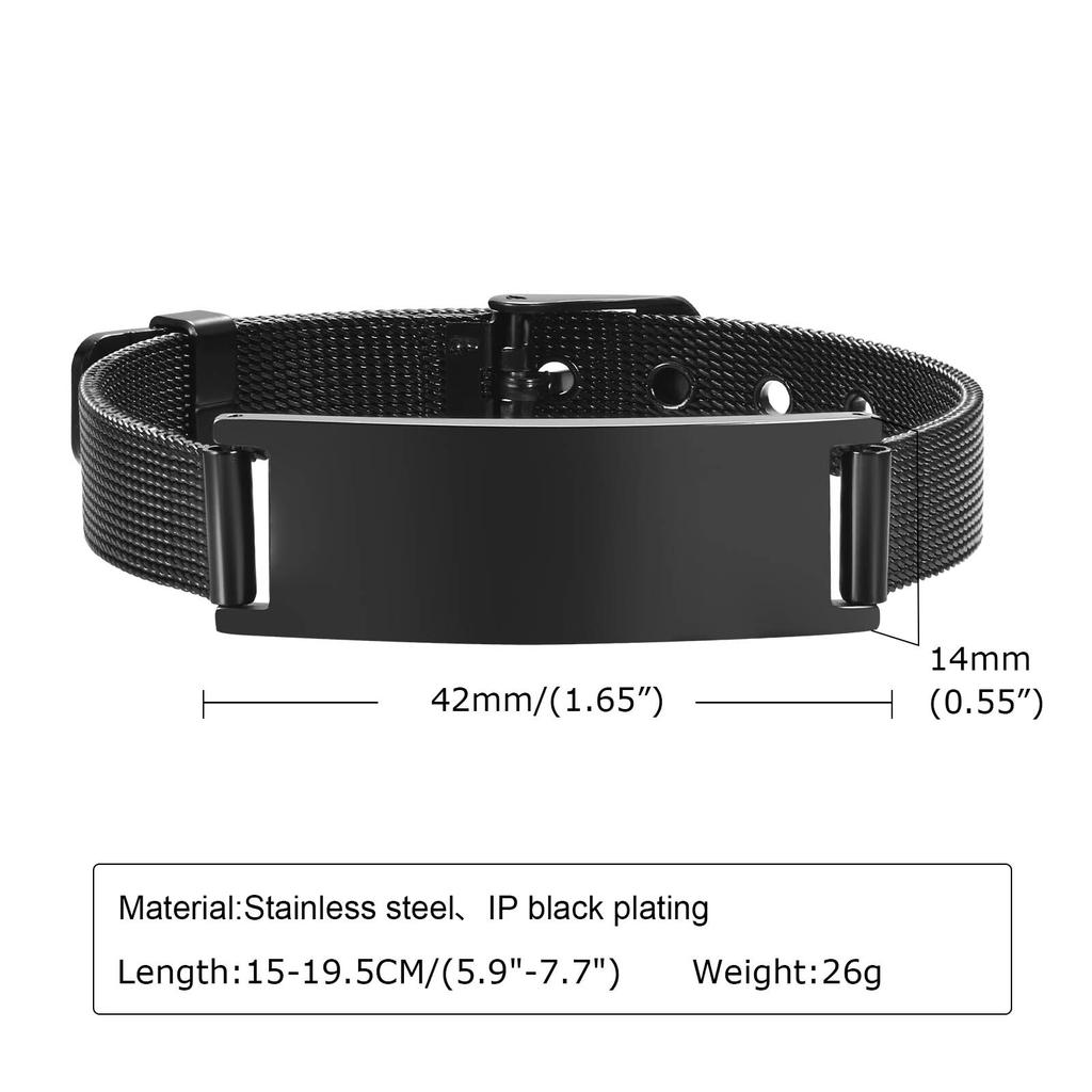 Personalized Photo Bracelet, Stainless Steel Mesh Chain Bracelet for Women Men, Adjustable Chain 5.9" To 7.7
