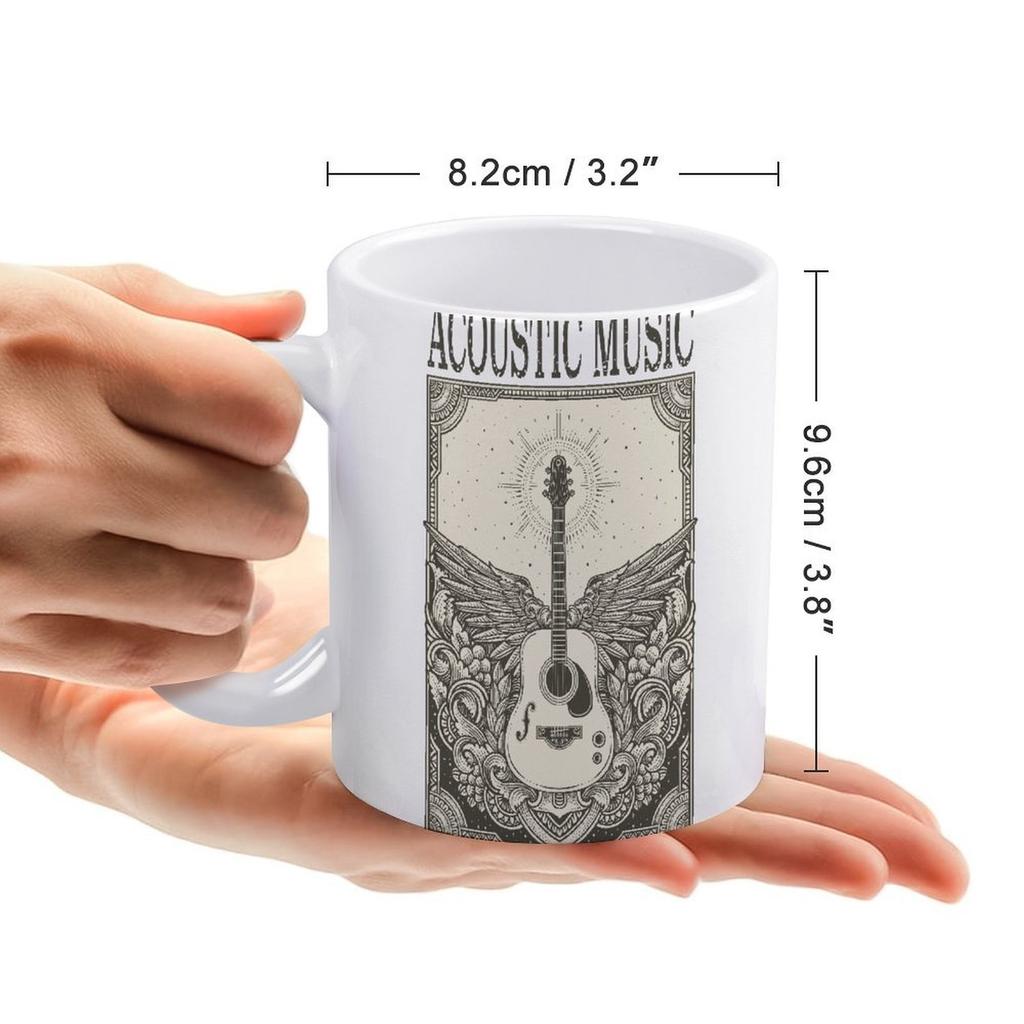 11oz White Ceramic Mug with Printed Areas On Both Sides, Durable Heat-Resistant Body for Office and Home Coffee Time