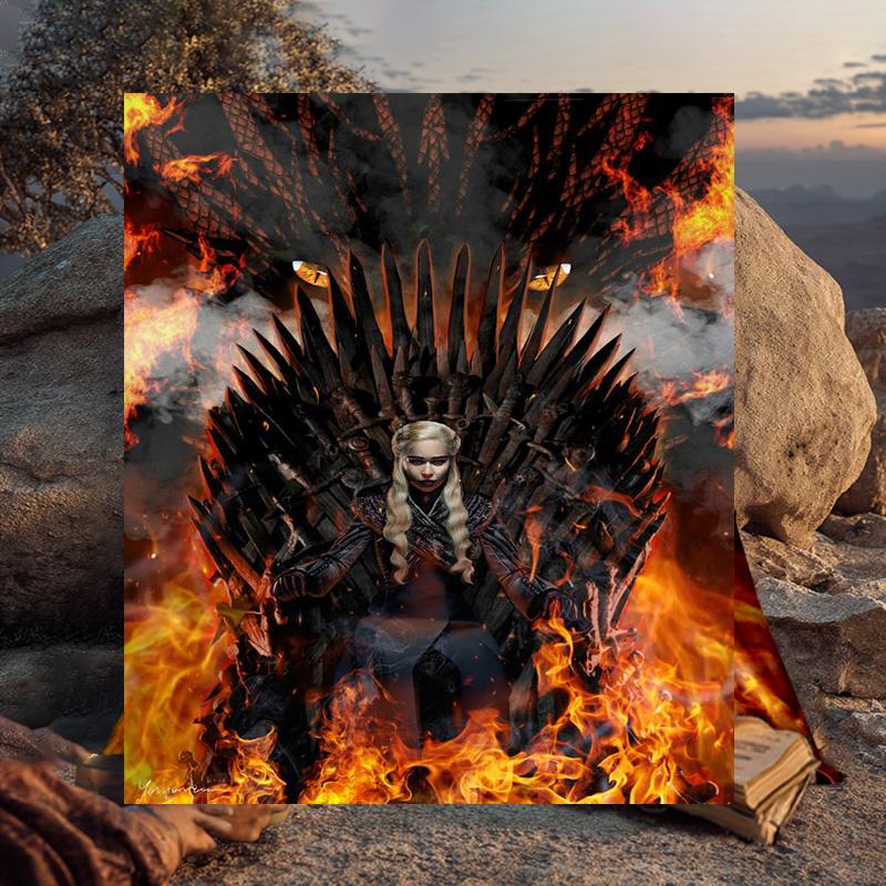 1PC Iron Throne Fire Flannel Blanket Gift, Suitable for Both Men And Women, Soft Ideal for Beds And Sofa, Birthday Or Christmas Gift