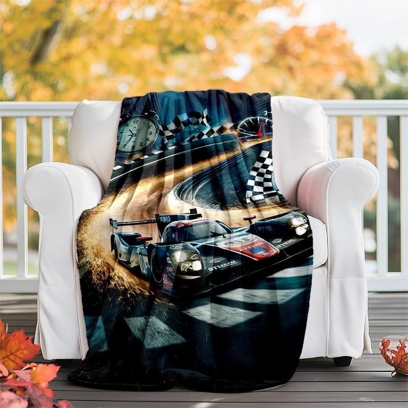 Racing Theme Printed Blanket - Perfect for Couch, Bed, Travel & Outdoor Use | Machine Washable, Cozy & Durable.