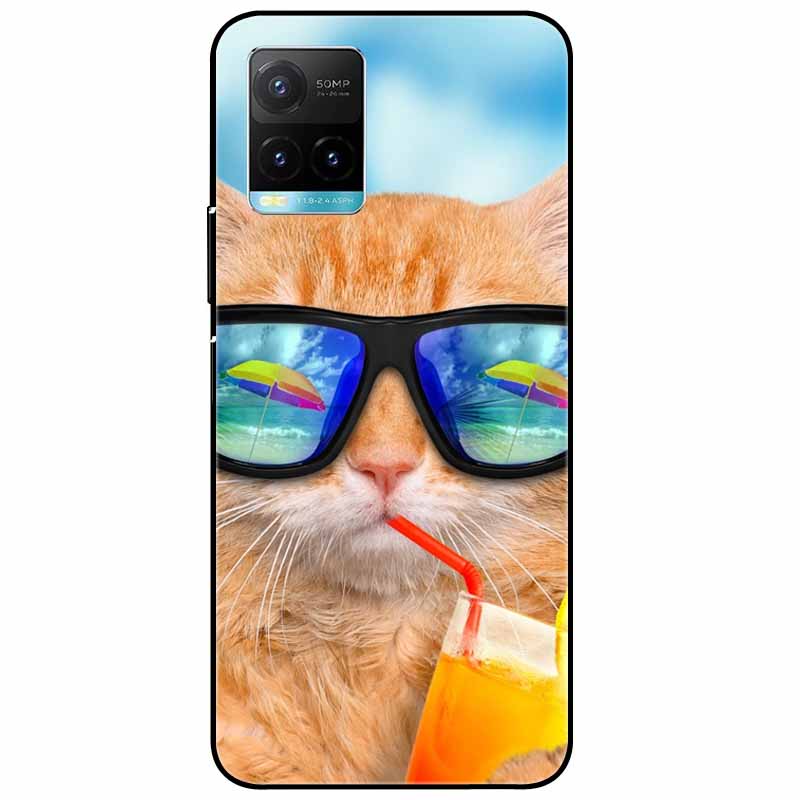 Чехол для vivo Y33s Y 33s Силиконовый Мягкий Расписной Черный Кот Чехлы для Vivo V2109 Y33S Задняя Крышка TPU Coque для VIVOY33s Мультяшный