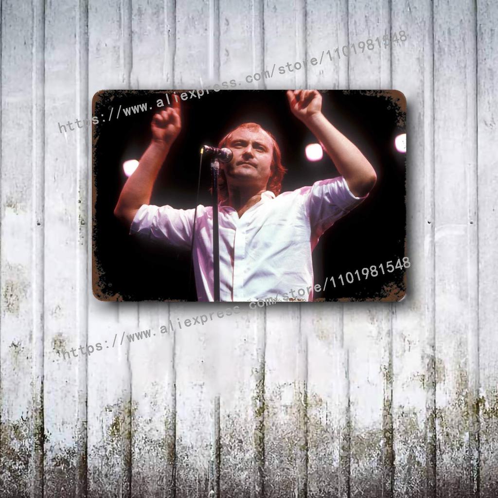 Фил Коллинз Барабанщик металлический Декор Постер Винтажная Жестяная Табличка Металлическая Табличка Декоративная Табличка для Паба Бара Мужской Пещеры Клуба Настенное Украшение