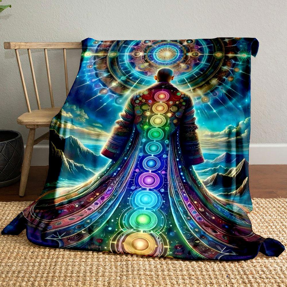 Chakra Meditation Celestial bedroom Blanket for Livingroom Couch lunch break Soft throw for Friend's festival Gift