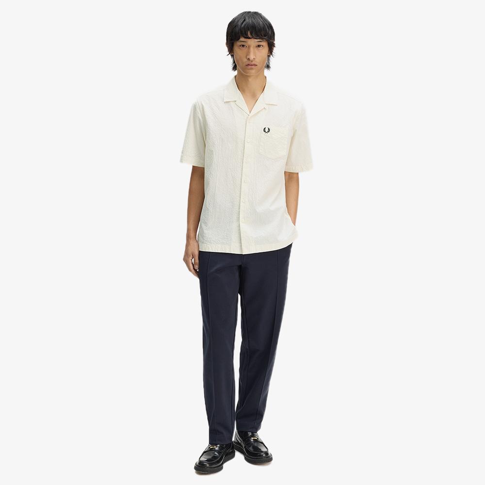 FRED PERRY [Sharp] Seersucker Revere Collar Shirt - Ecru Afpm2612471-560
