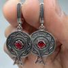 Natural Red Garnet Hook Earrings Boho Vintage Gold Color Fruit Pomegranate Drop Earrings For Women Wedding Band Zircon Gifts