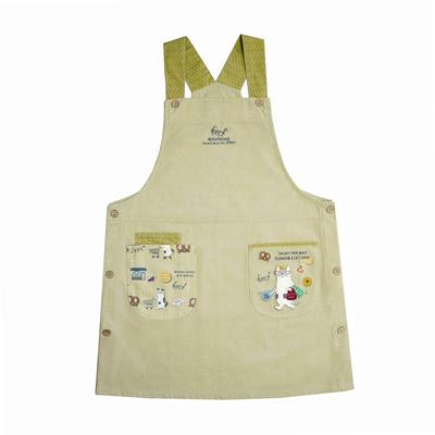 Фартук с пуговицами с обеих сторон 258501 Бежевый [Kusuguru Japan] M-L в форме кошки