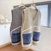 Knitted Vest Women Oversize Undershirt Sleeveless Tops Loose Sweater Vest Thickened Casual Round Neck Vest