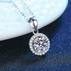 Elegant S925 Sterling Silver Round Pendant Necklace with Micro-Pavé Diamonds - Luxury High-End Clavicle Chain