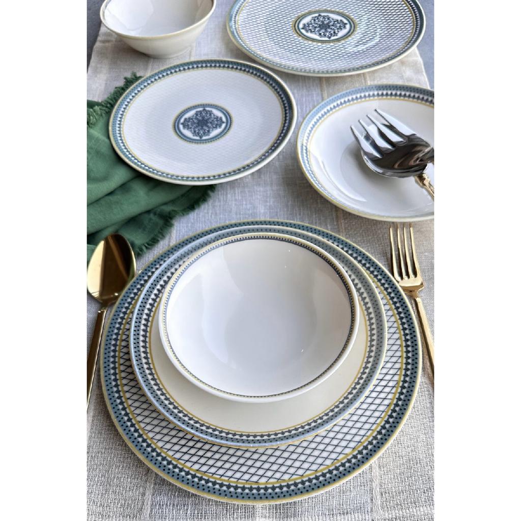 Verona Premium Porcelain Dinner Set 24 Pieces For 6 Persons Green Flower Pattern