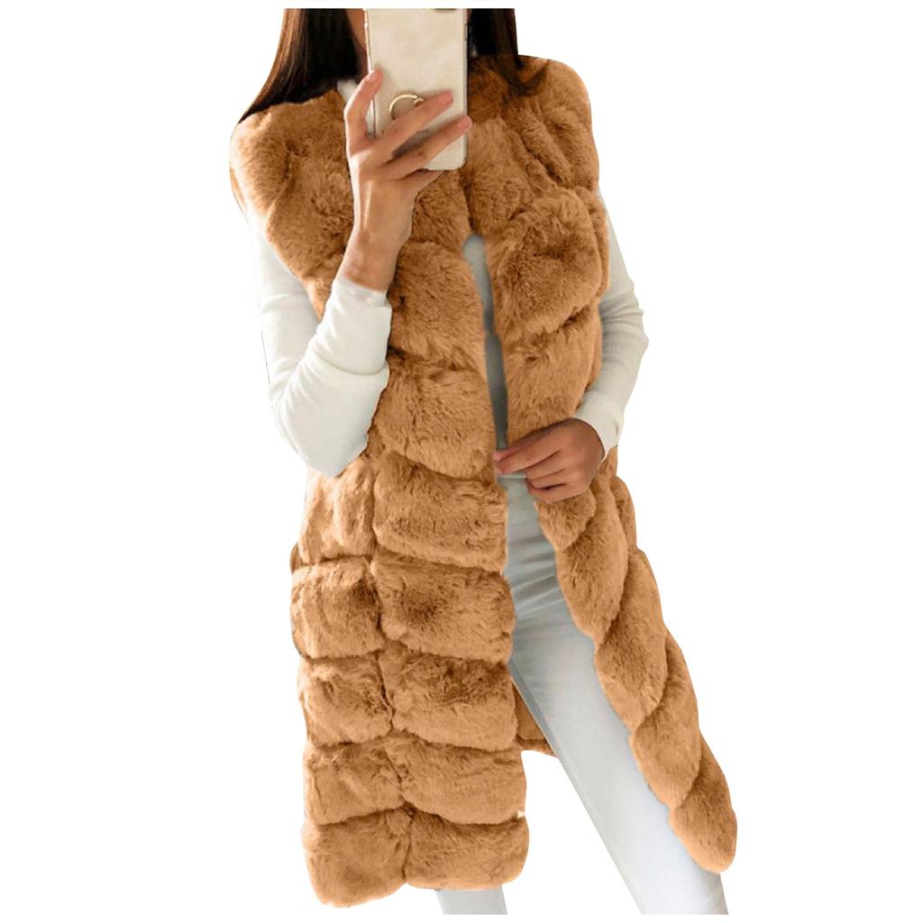 Модный женский осенне-зимний жилет из искусственного жилета без рукавов, теплая куртка, пальто