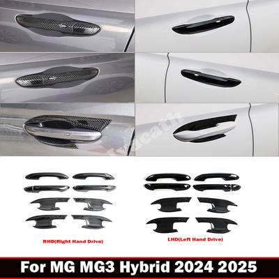LHD RHD Для MG3 Hybrid 2024 2025 ABS Углеродное волокно Черный Накладка на ручку двери автомобиля Защитная накладка на ручку двери Стайлинг Автоаксессуары