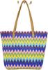 Large Wavy Woven Tote Bag With Zipper Closure For Daily Use And Ecofriendly Style