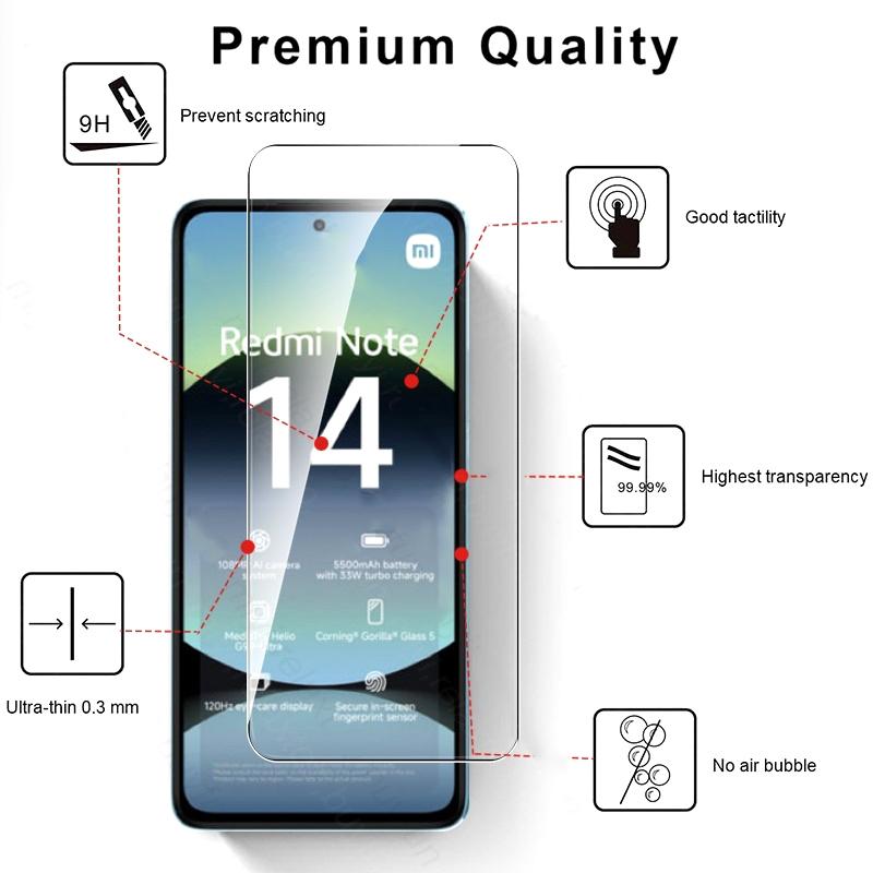 [3+3] 6 шт. HD прозрачное закаленное защитное стекло для экрана + стеклянная пленка для объектива камеры для Xiaomi Redmi Note 14 4G Note 14 5G 14C POCO C75 Note14 5G 6IN1 стекло