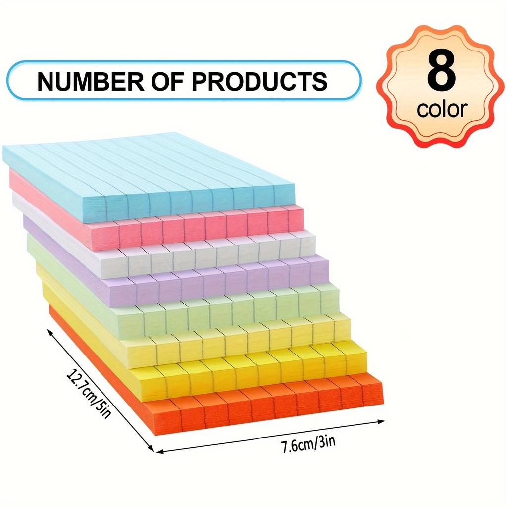 200 Sheets Colored Index Cards 3x5, Double-Sided Blank Notes Flash Cards for Studying 3x5 Lined, Flashcards (8 Colors)
