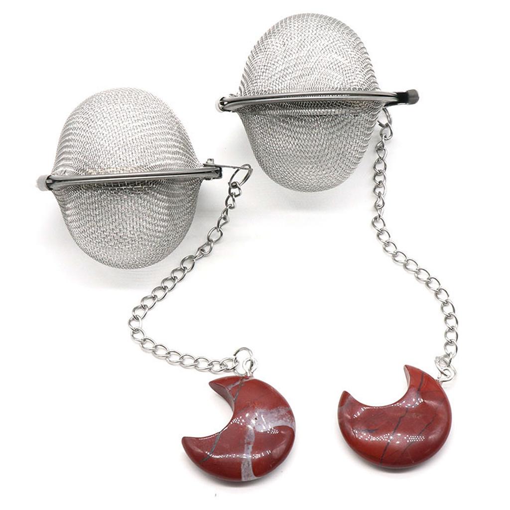 1 шт., сетчатый фильтр для чая, удлинительная цепочка в форме луны, искусственный кристалл, камень из нержавеющей стали, горячий горшок, специи, ситечко для чая, шар, кухонный шарик для чая