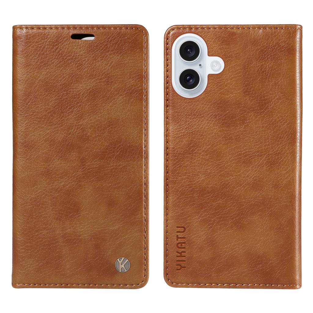 For iPhone 17 Wallet Case YIKATU YK-006 Magnetic Closure Leather Phone Cover Litchi Texture